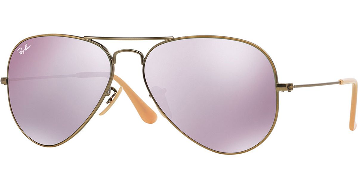 Ray Ban Mirrored Aviator Sunglasses In Purple For Men Lyst