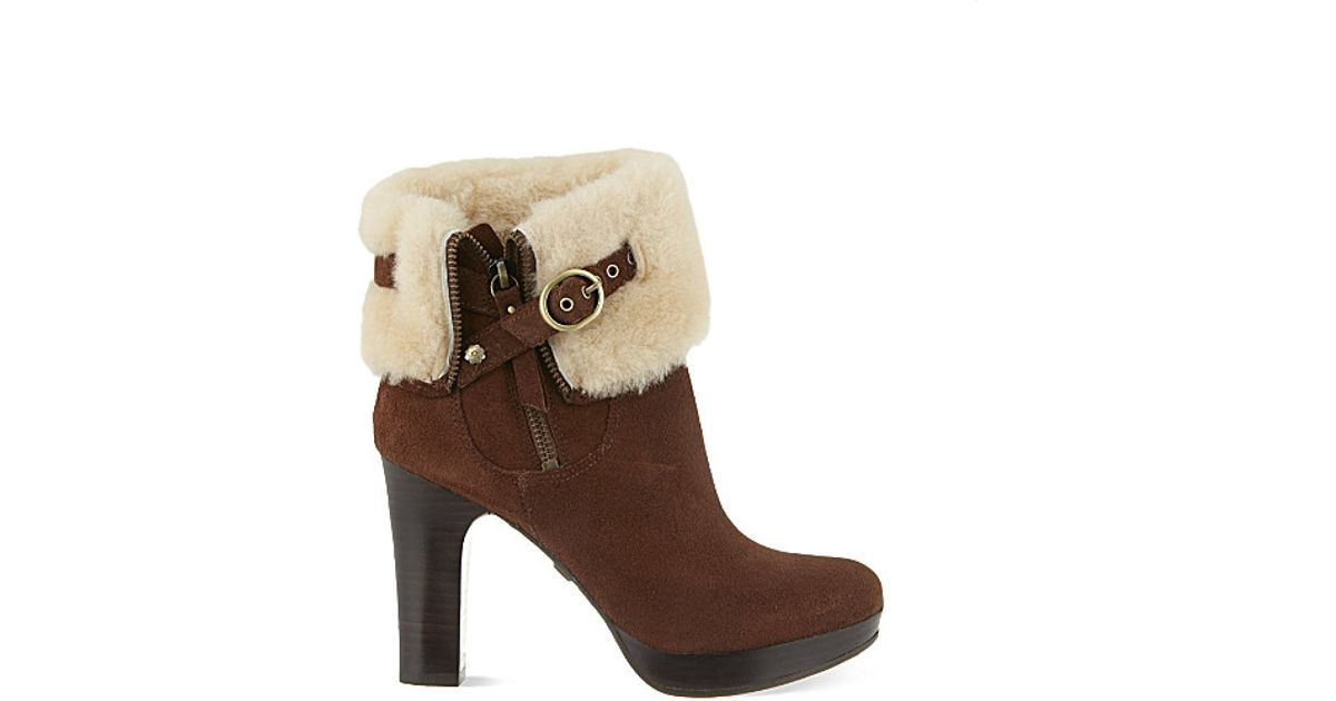 Lyst - Ugg Scarlett Sheepskin Heeled Boots in Brown