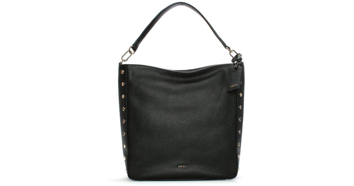 Lyst Dkny Chelsea Black Leather Studded Hobo Bag In