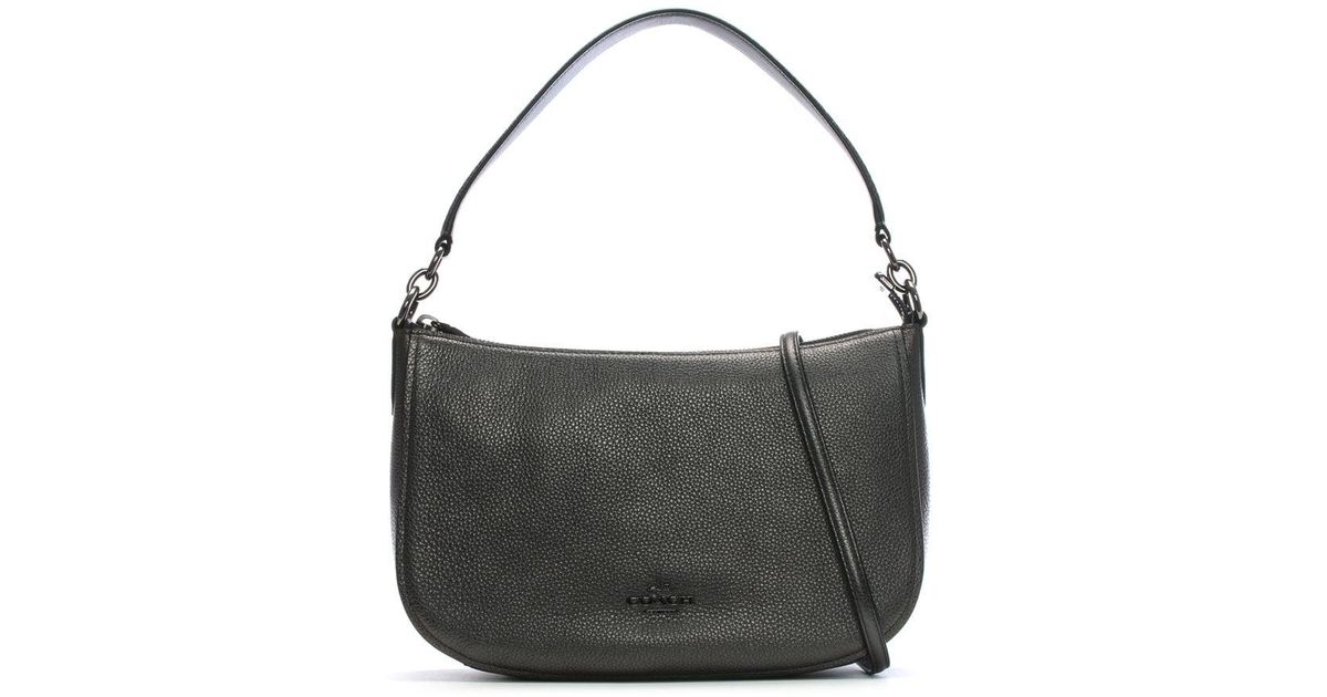 Lyst - Coach Chelsea Polished Pebbled Metallic Graphite Leather Cross-Body Bag in Black