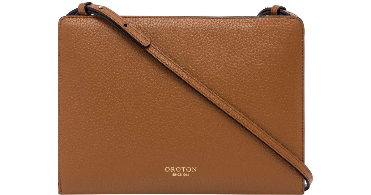 Oroton Avalon Zip Top Crossbody In Brown Lyst