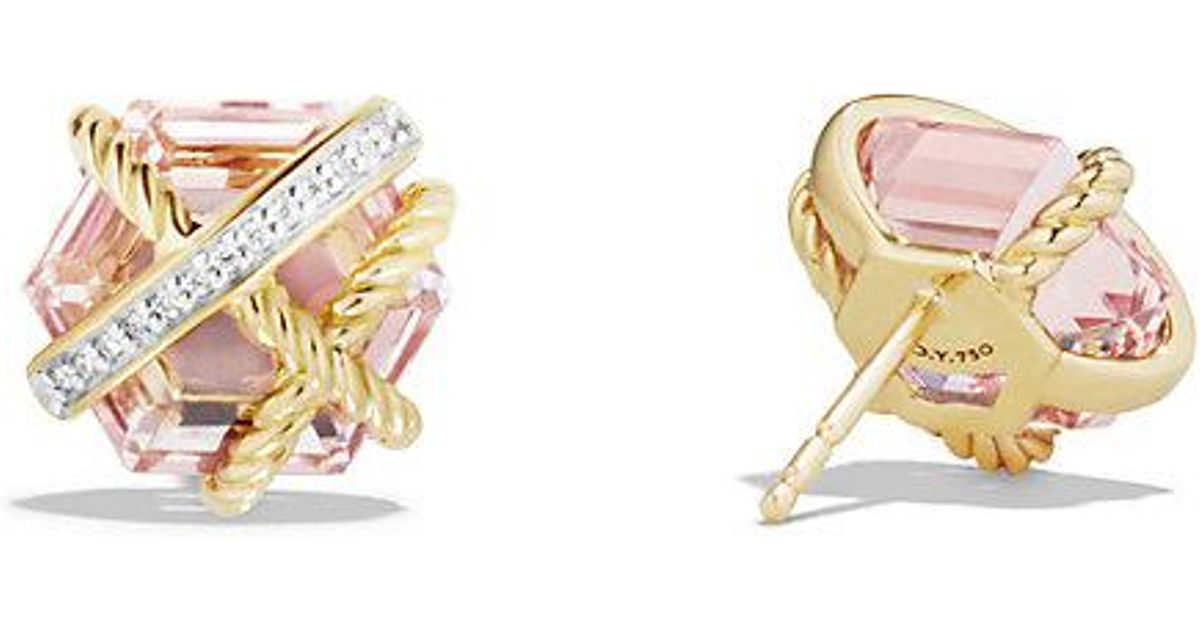 Lyst David Yurman Cable Wrap Earrings With Morganite And Diamonds Lyst David Yurman Cable Wrap Earrings With Morganite And Diamonds In 18k Gold 10mm Metallic