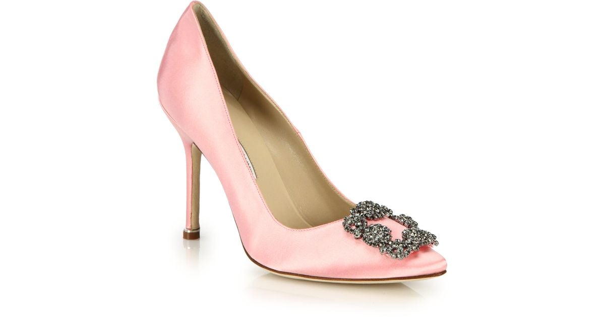 Manolo blahnik Hangisi 105 Satin Court Shoes in Pink Lyst