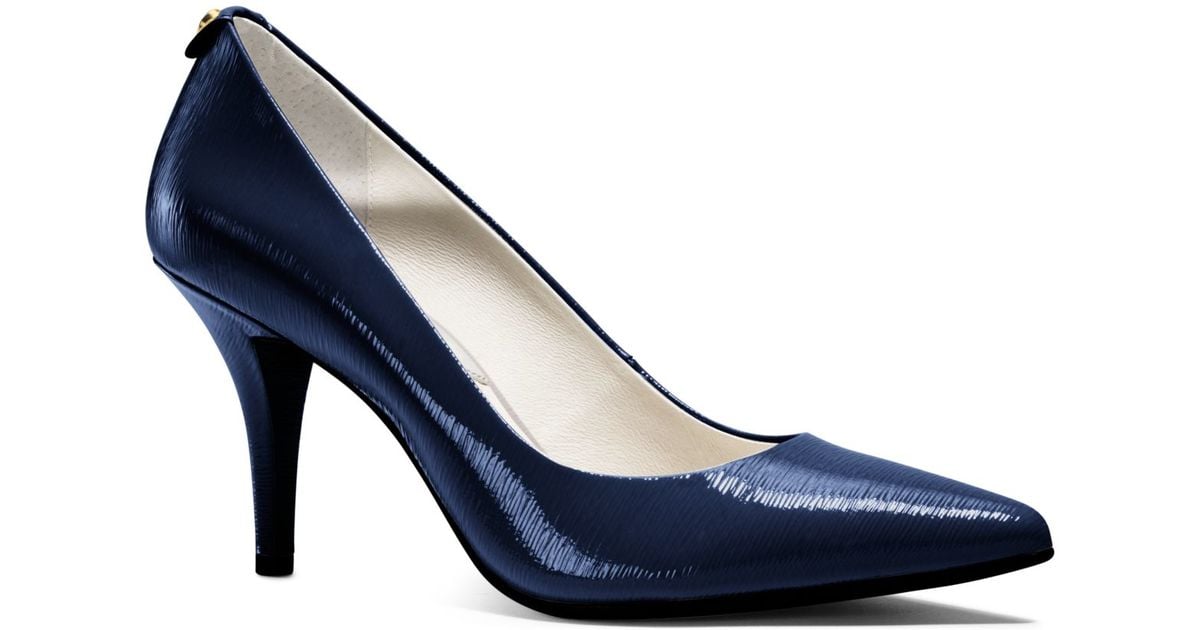 Michael Kors Flex Patent Leather Mid Heel Pump In Blue Lyst 3382