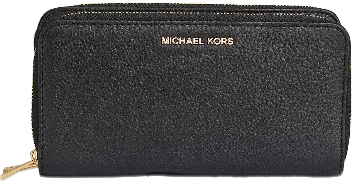 Lyst - Michael Michael Kors Adele Double Zip Wallet in Black
