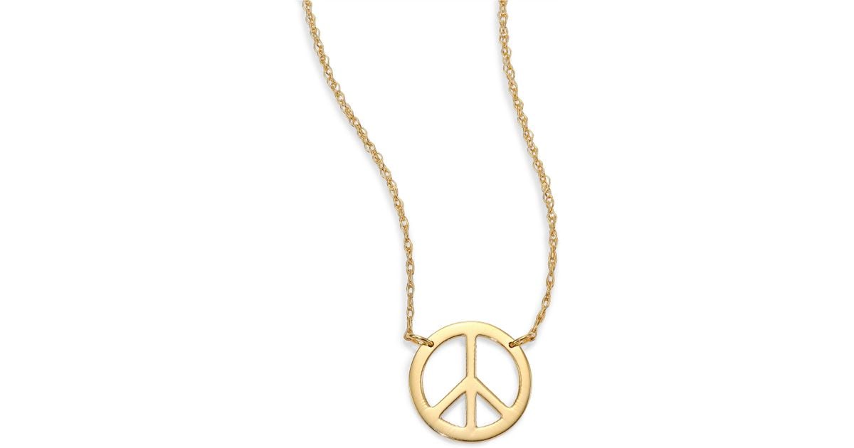 Jennifer Zeuner Lauren Peace Sign Pendant Necklace In Metallic Lyst