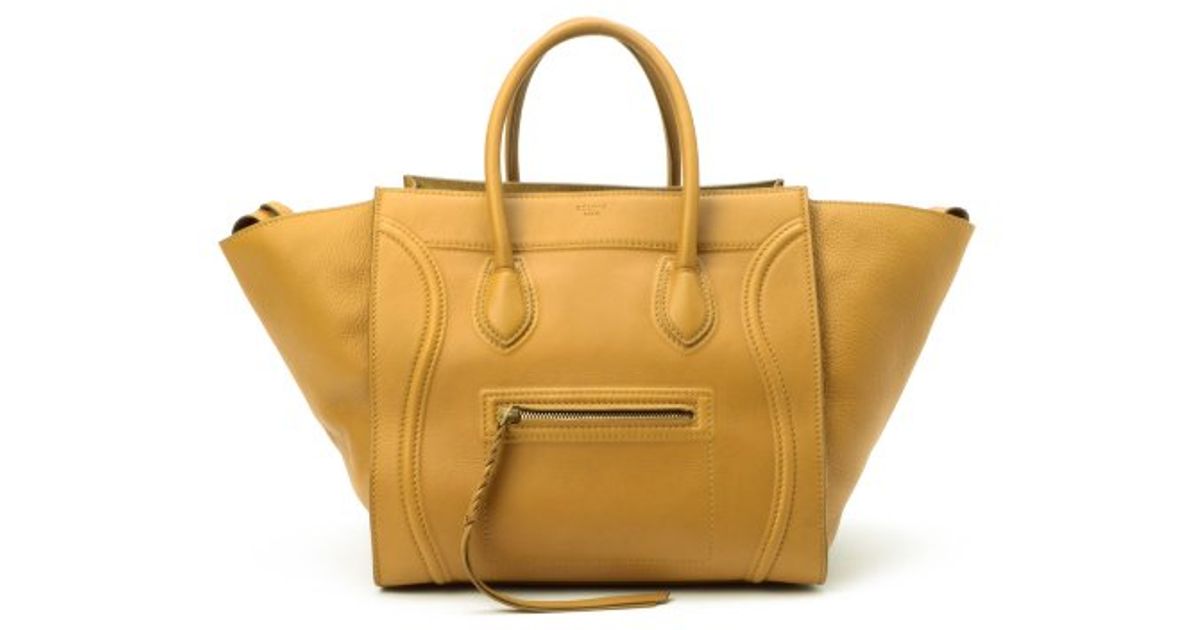 Cline Preowned Mustard Leather Phantom Trapeze Bag in Yellow ...