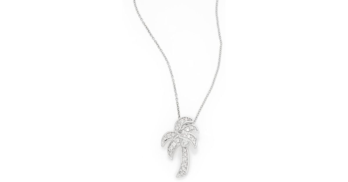 Effy 028 Tcw Diamond And 14k White Gold Palm Tree Pendant Necklace In Metallic Lyst 2123