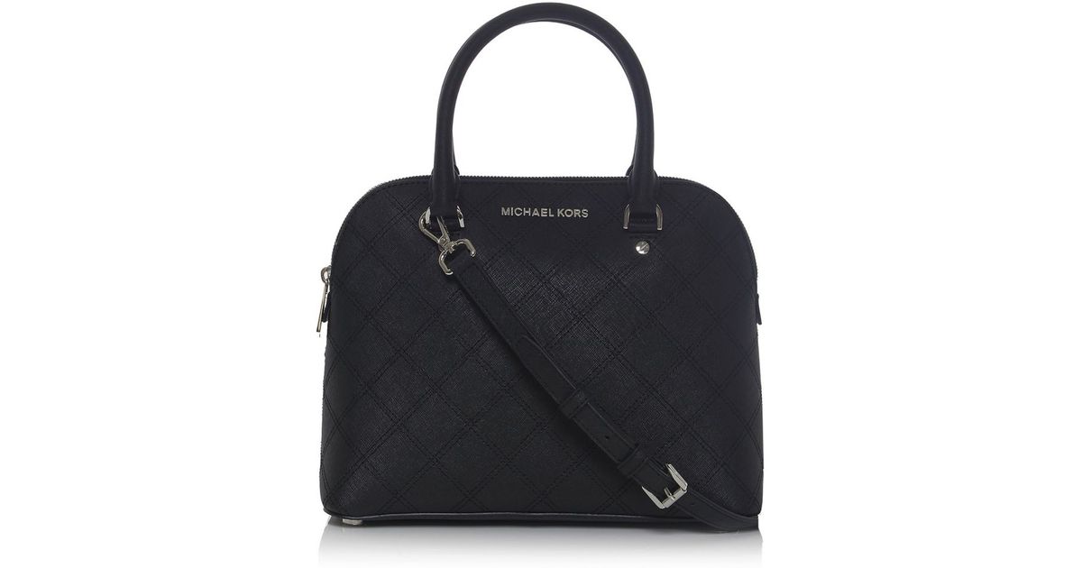 Lyst Michael Kors Cindy Medium Dome Satchel Bag In Black
