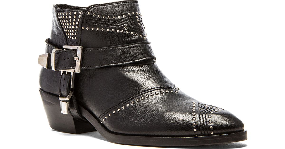 Anine bing Studded Boots With Buckles in Black | Lyst