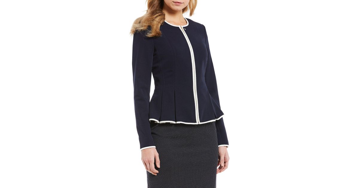 tommy hilfiger zip front peplum jacket