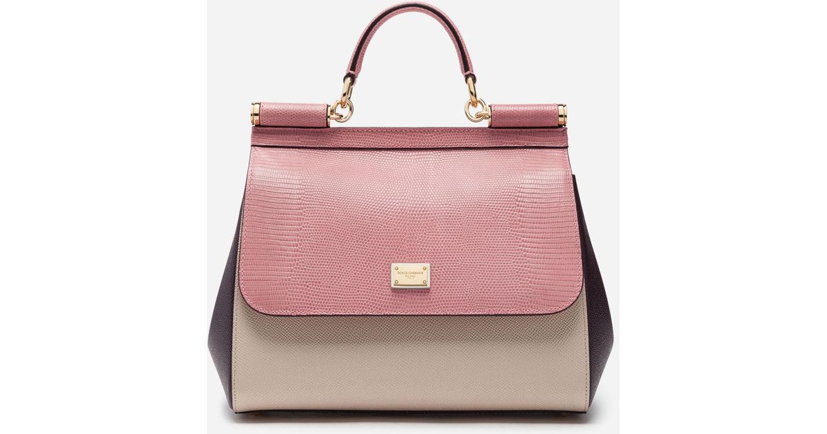 Dolce Gabbana Pink Medium Sicily Bag In Mix Of Materials