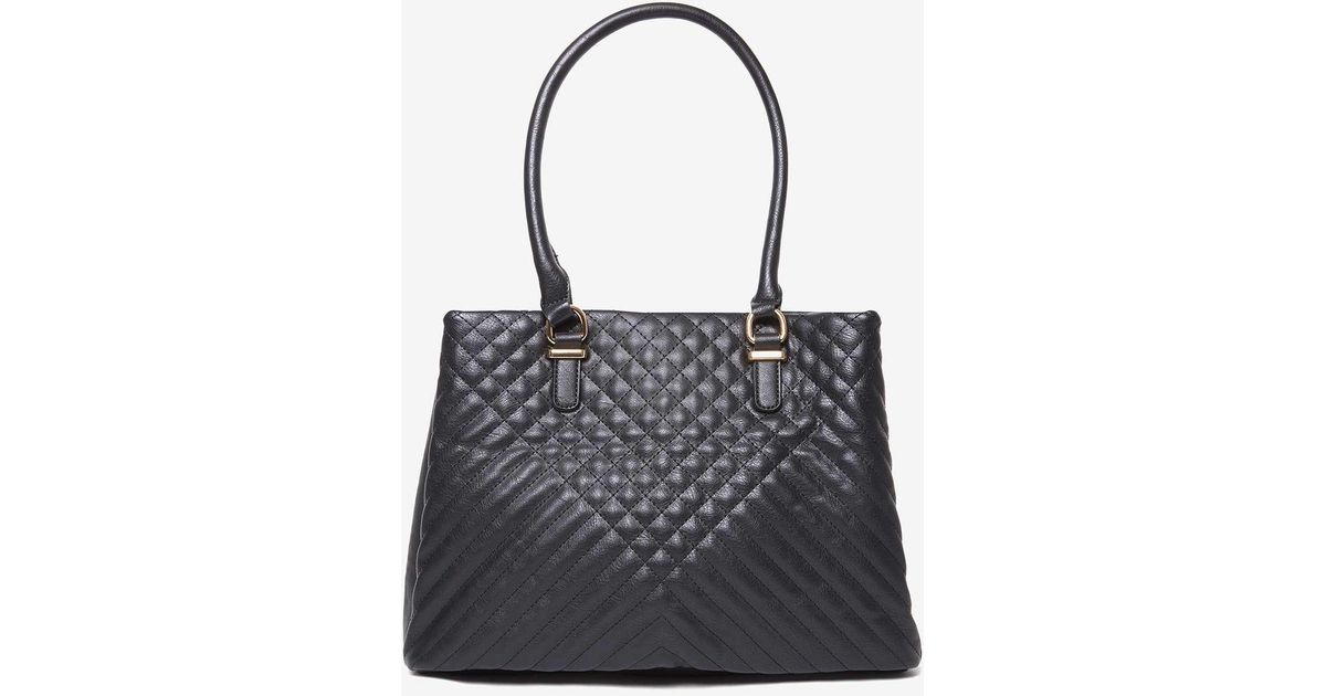 Lyst Dorothy Perkins Black Quilt Triple Compartment Tote Bag In
