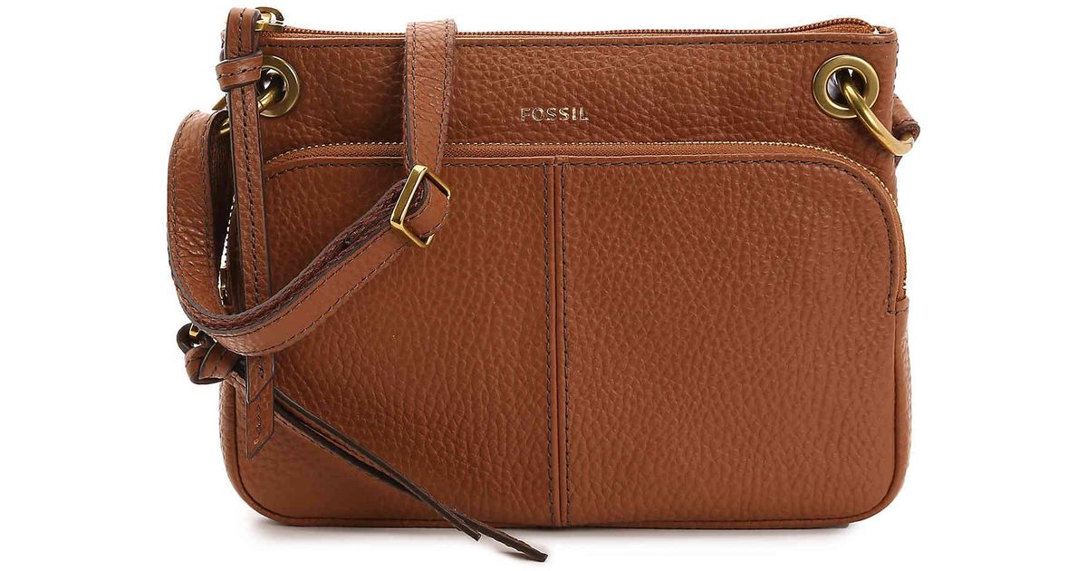 Lyst Fossil Karli Leather Crossbody Bag In Brown