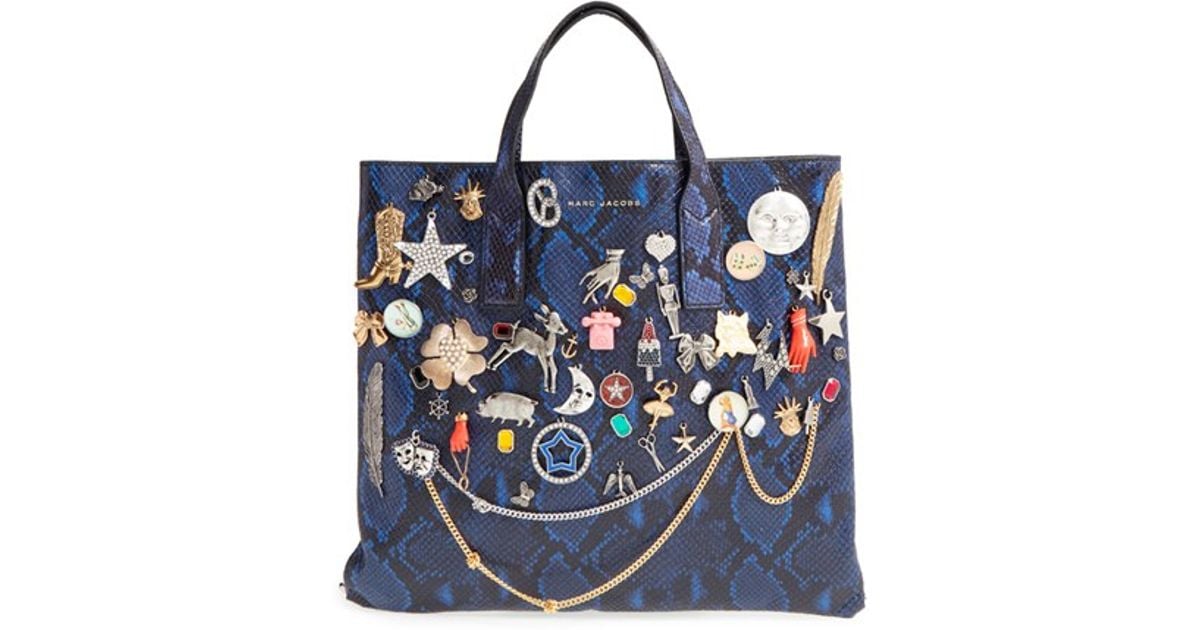 Lyst Marc Jacobs Mini Wingman Embellished Leather Ping Tote Lyst Marc Jacobs Mini Wingman Embellished Leather Ping Tote In Blue