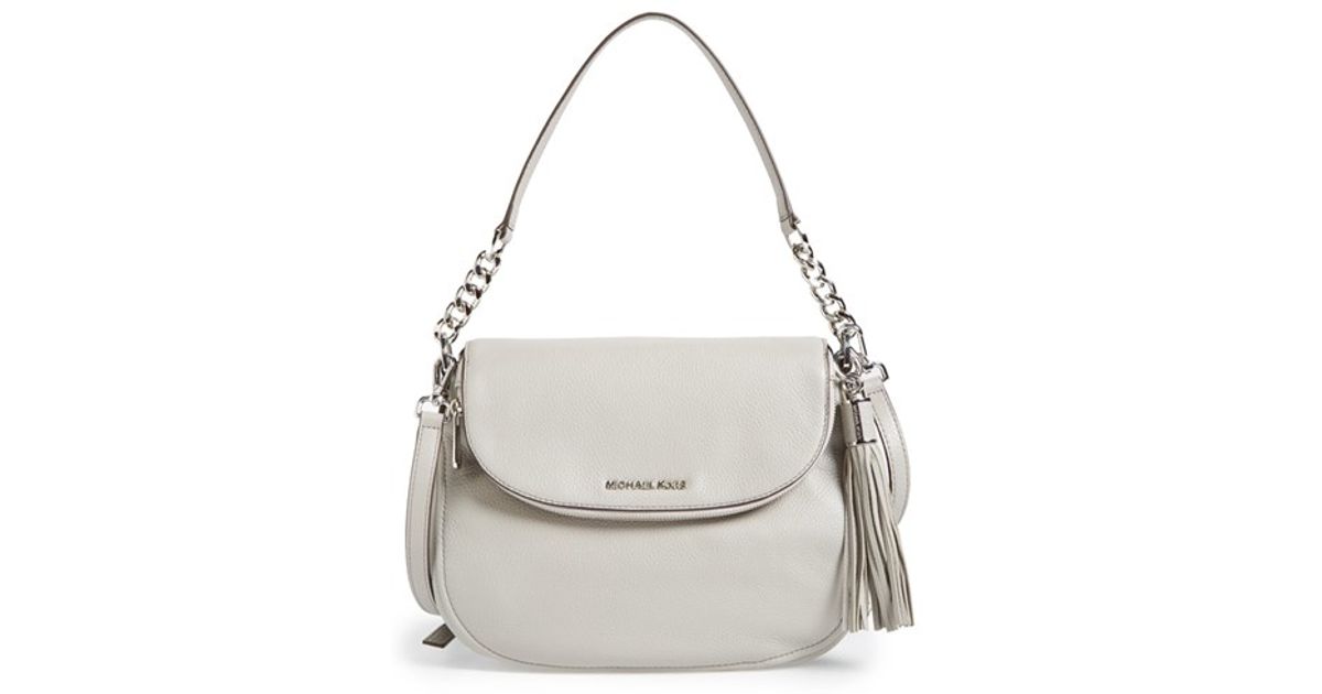 Lyst Michael Kors Bedford Medium Leather Shoulder Bag In Gray