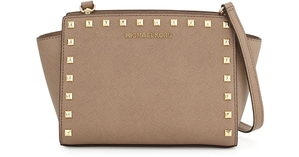 Lyst Michael Kors Selma Medium Studded Messenger Bag In Lyst Michael Kors Selma Medium Studded Messenger Bag In Natural