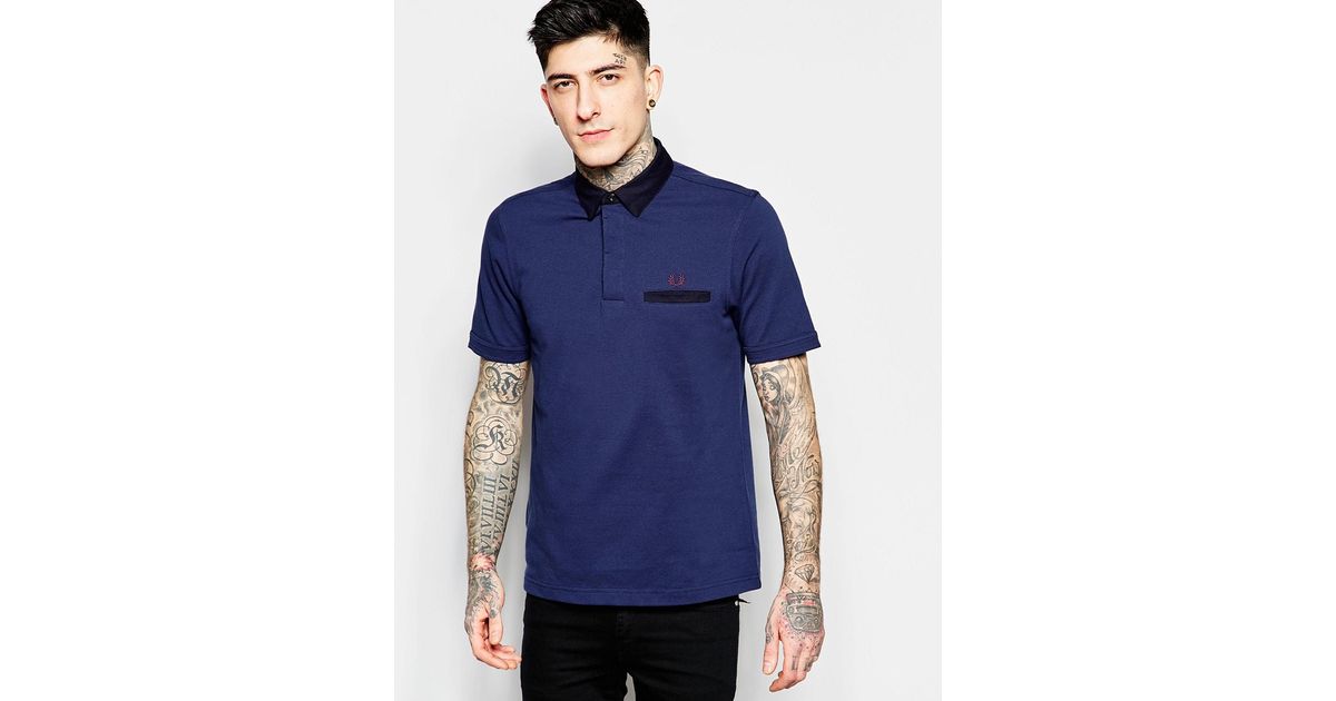 stussy polo shirt with woven oxford collar slim fit in blue for lyst stussy polo shirt with woven oxford collar slim fit in blue for lyst