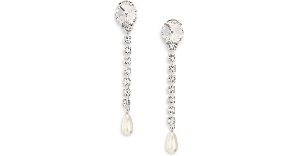 Lyst Miu Swarovski Crystal Drop Earrings In Natural