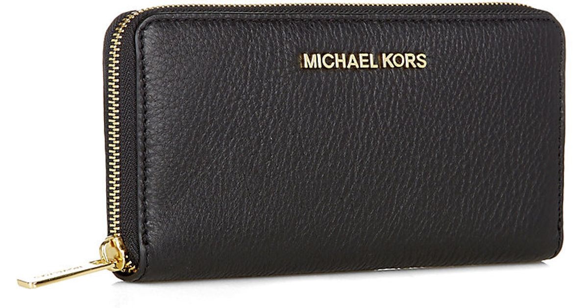 michael kors bedford large black zip around purse