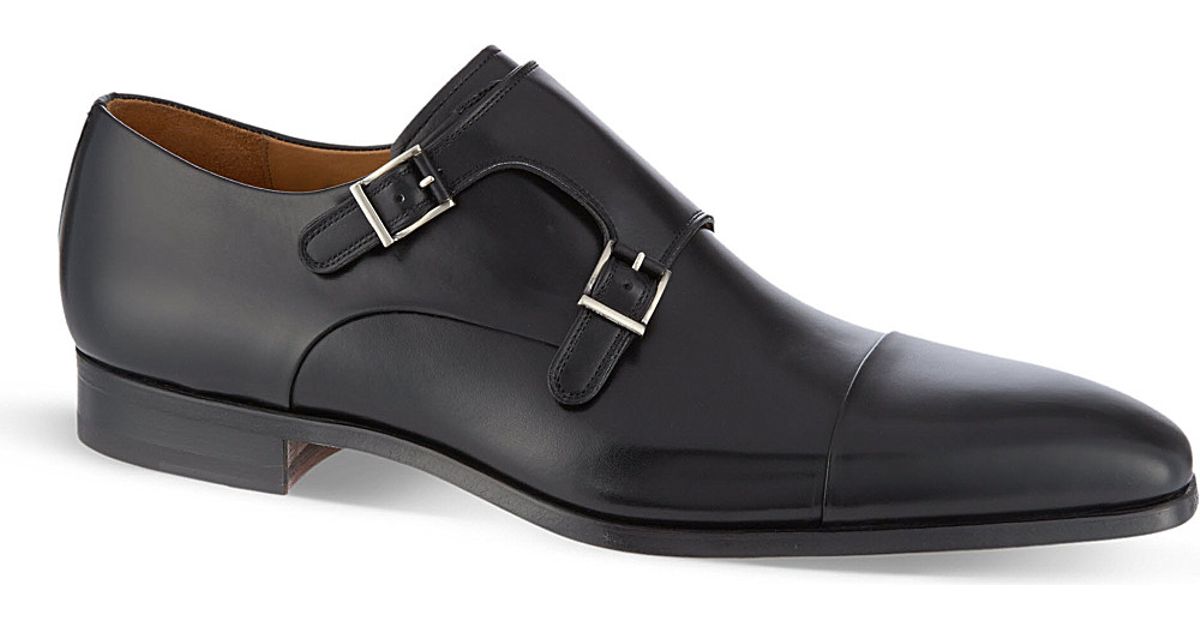 double monk black shoes