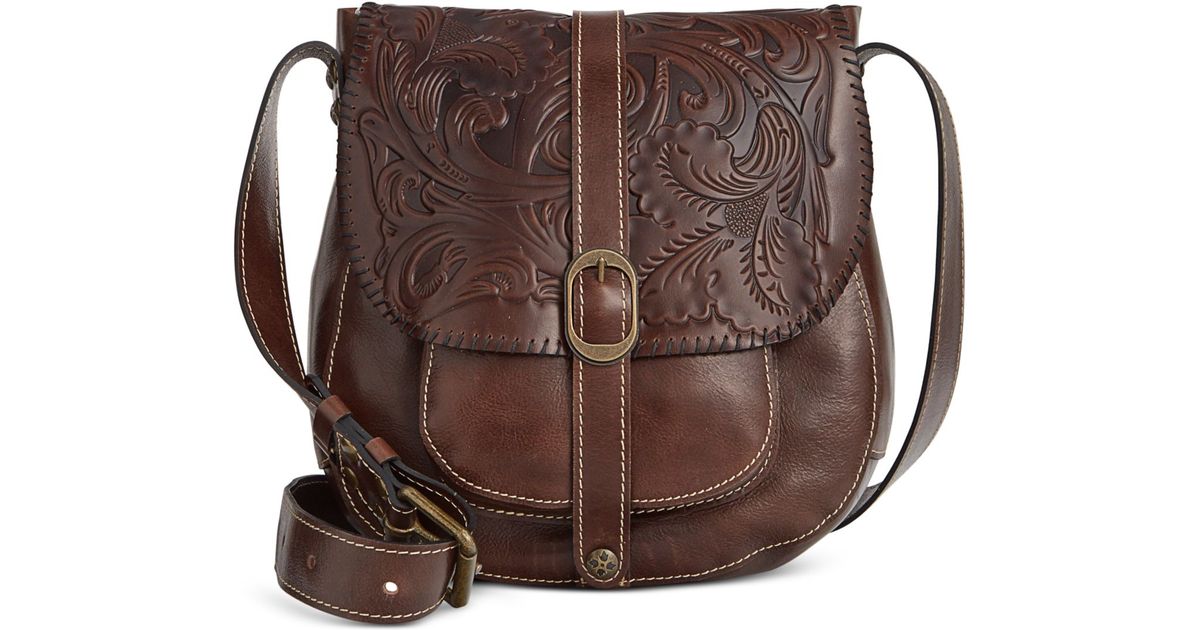 patricia nash tooled barcelona saddle bag