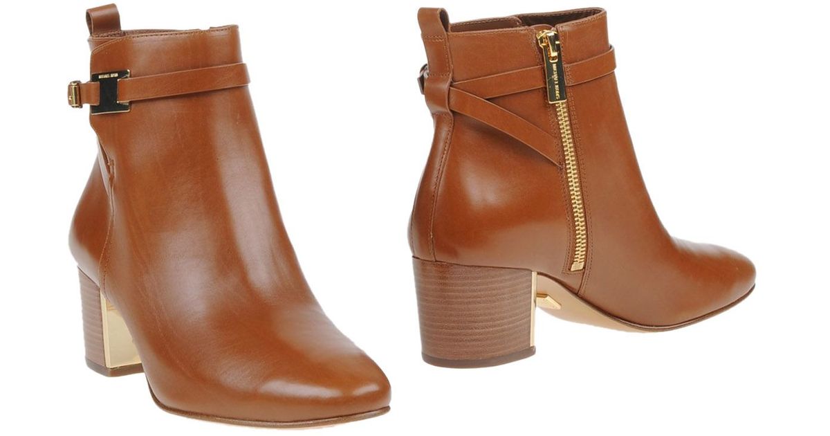 Michael kors Leather Ankle Boots in Brown | Lyst