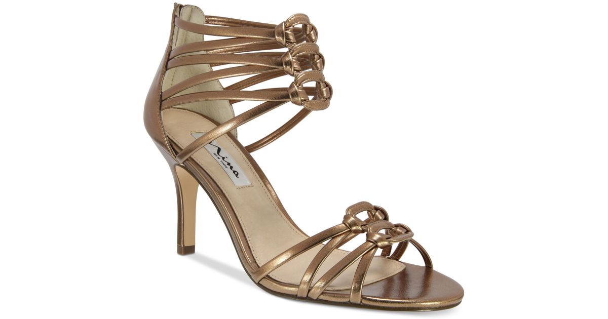 Nina Vetta Strappy Evening Sandals in Brown (Bronze Metallic) | Lyst