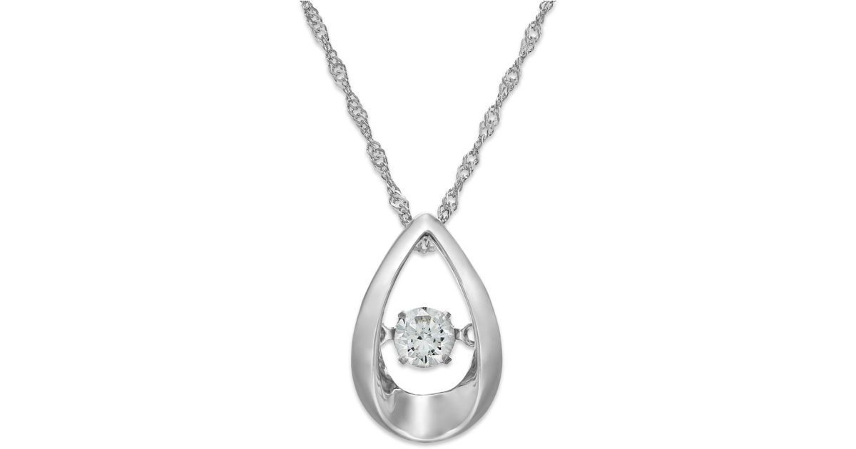 Twinkling diamond star Diamond Open Teardrop Pendant Necklace In 10k