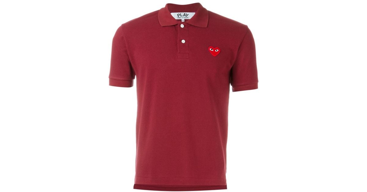 Play comme des garçons Embroidered Heart Polo Shirt in Red for Men Lyst