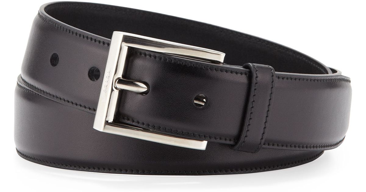 Prada Spazzolato Belt in Black for Men (nero (black)) | Lyst  