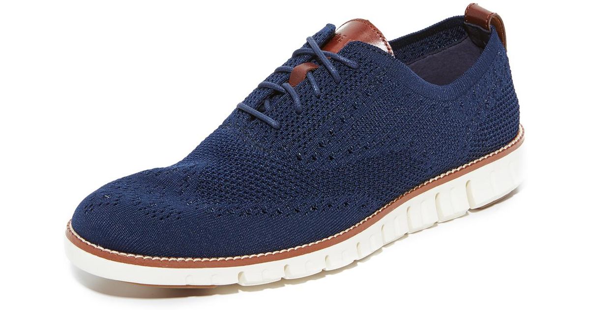 Lyst - Cole Haan Zerogrand Feather Knit Oxfords in Blue for Men