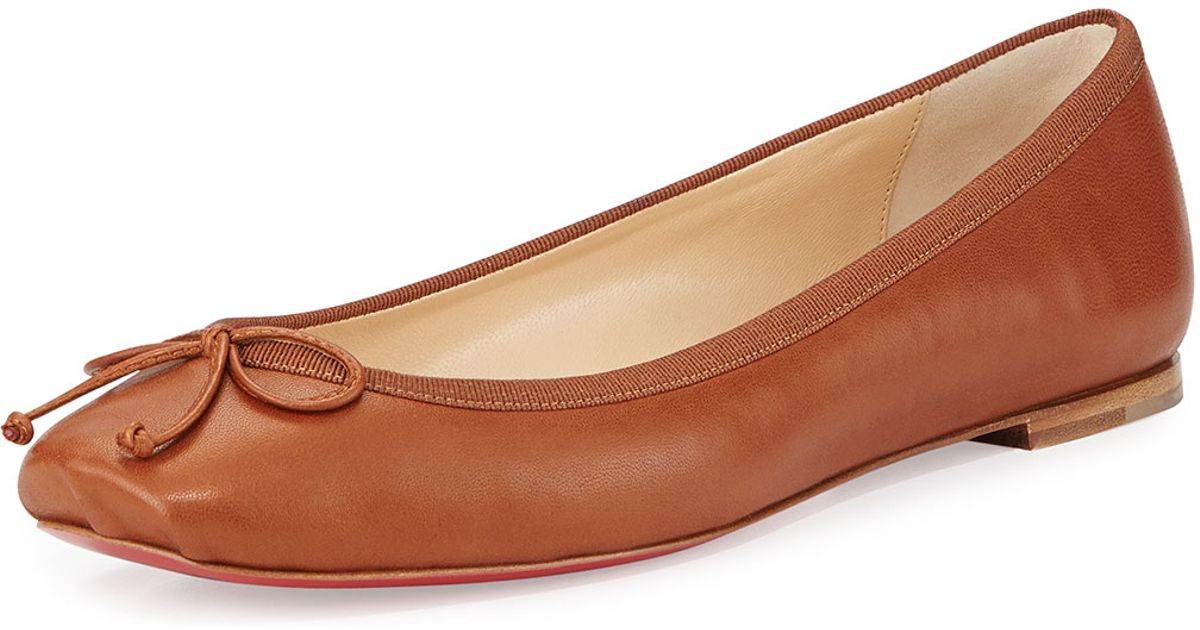 Christian louboutin Rosella Napa Leather Ballet Flat in Brown | Lyst