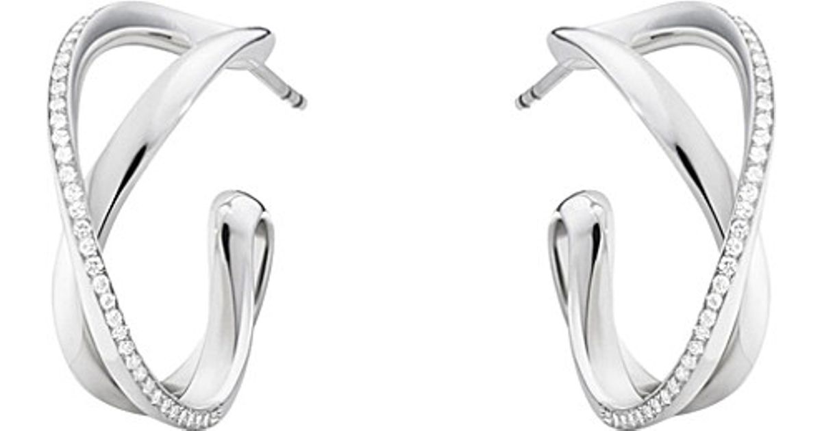 Lyst Georg Jensen Infinity Silver And Diamond Earrings In White
