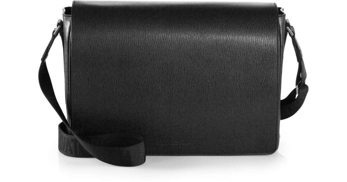 Lyst Ferragamo Leather Messenger Bag In Black For Men