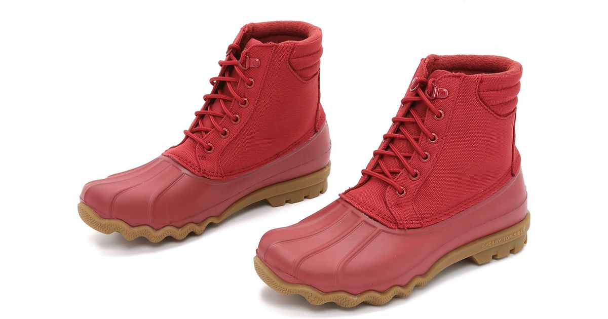 womens red duck boots
