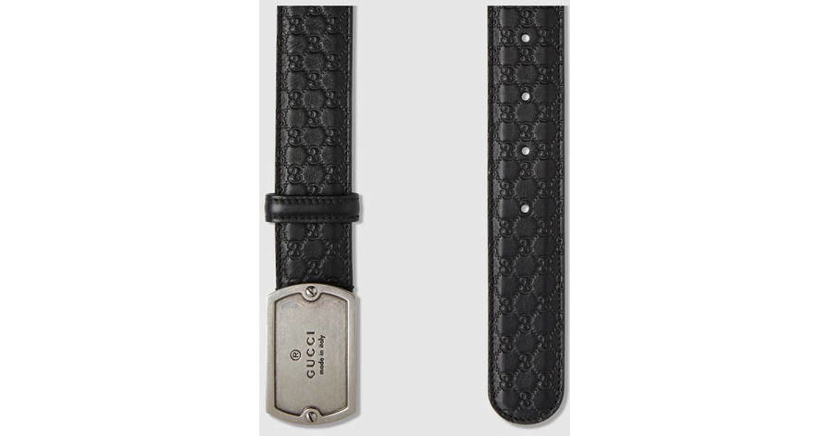 Gucci Microsima Belt With Dog Tag in Black for Men | Lyst