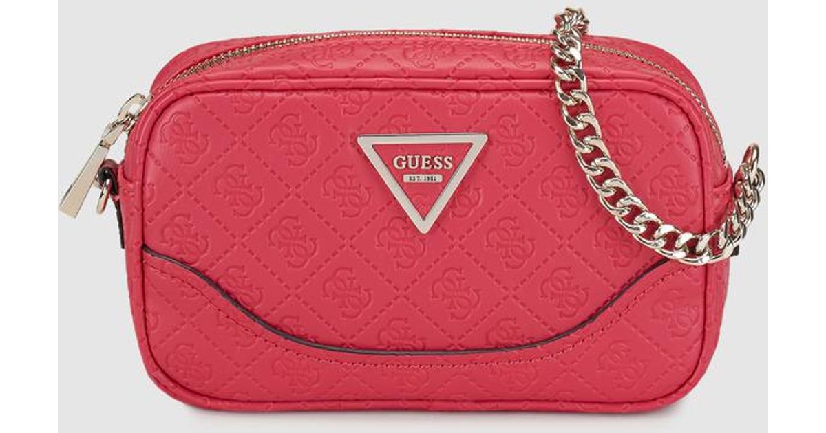 Guess Small Red Crossbody Bag With Logo Embossing In Lyst
