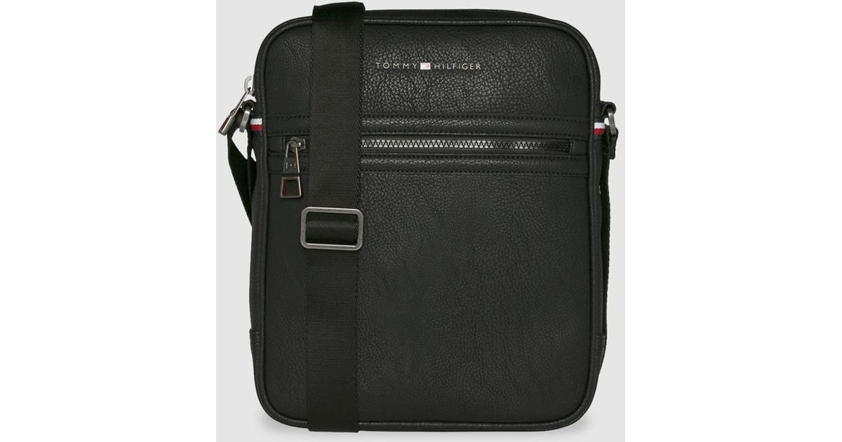 Tommy Hilfiger Mens Black Crossbody Bag With Zip For Men