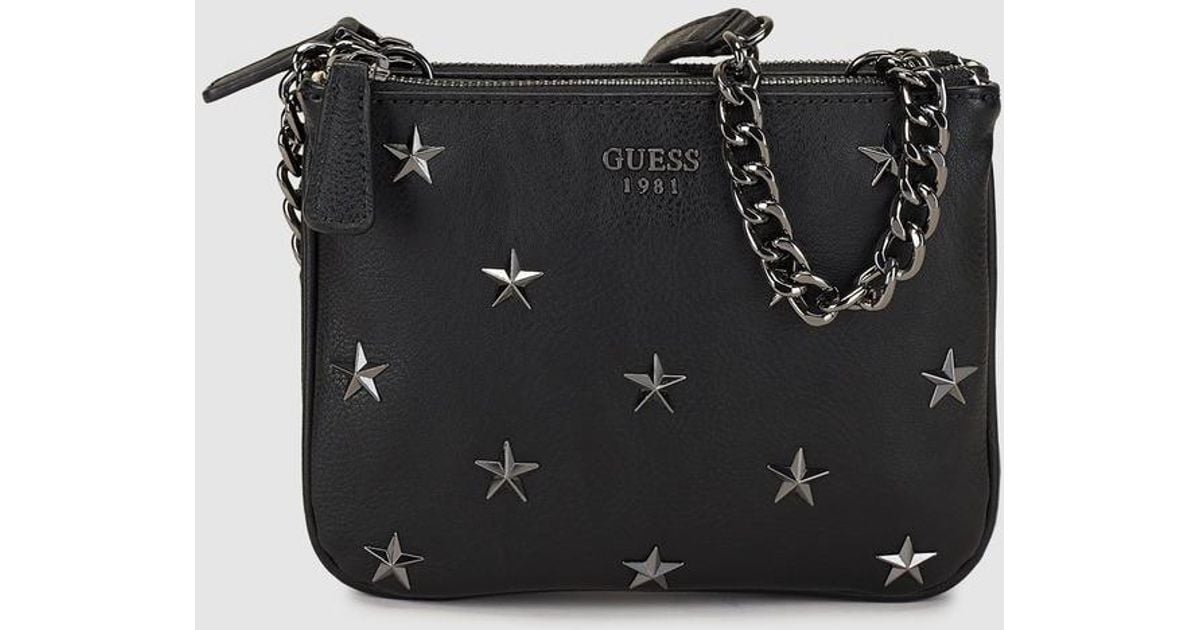 Lyst Guess Small Black Crossbody Bag With Stars Liqué In