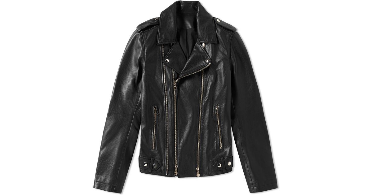 Balmain Black Classic Leather Biker Jacket For Men Lyst
