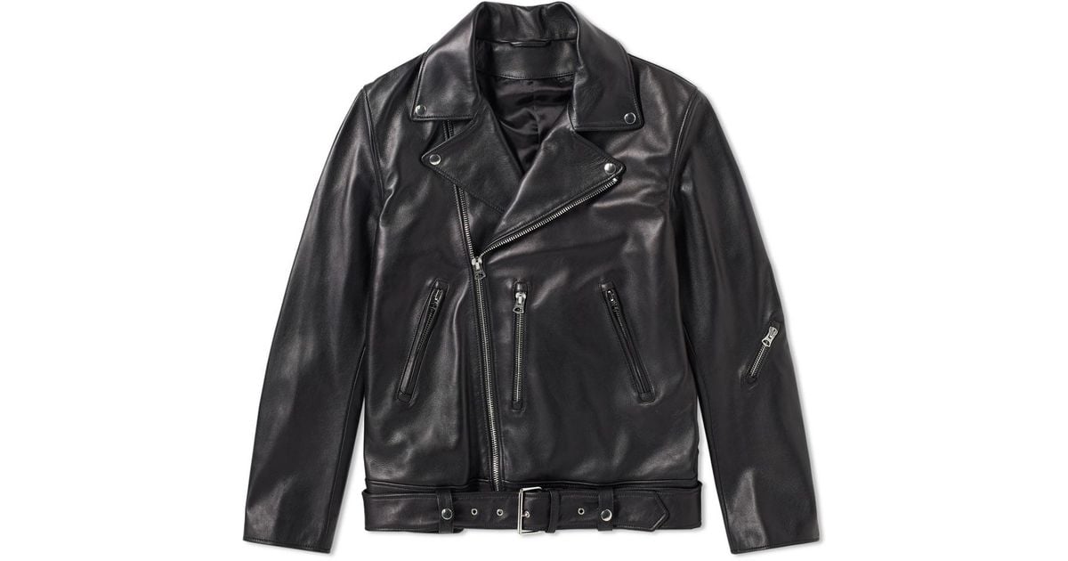 Acne Black Nate Clean Leather Jacket For Men Lyst