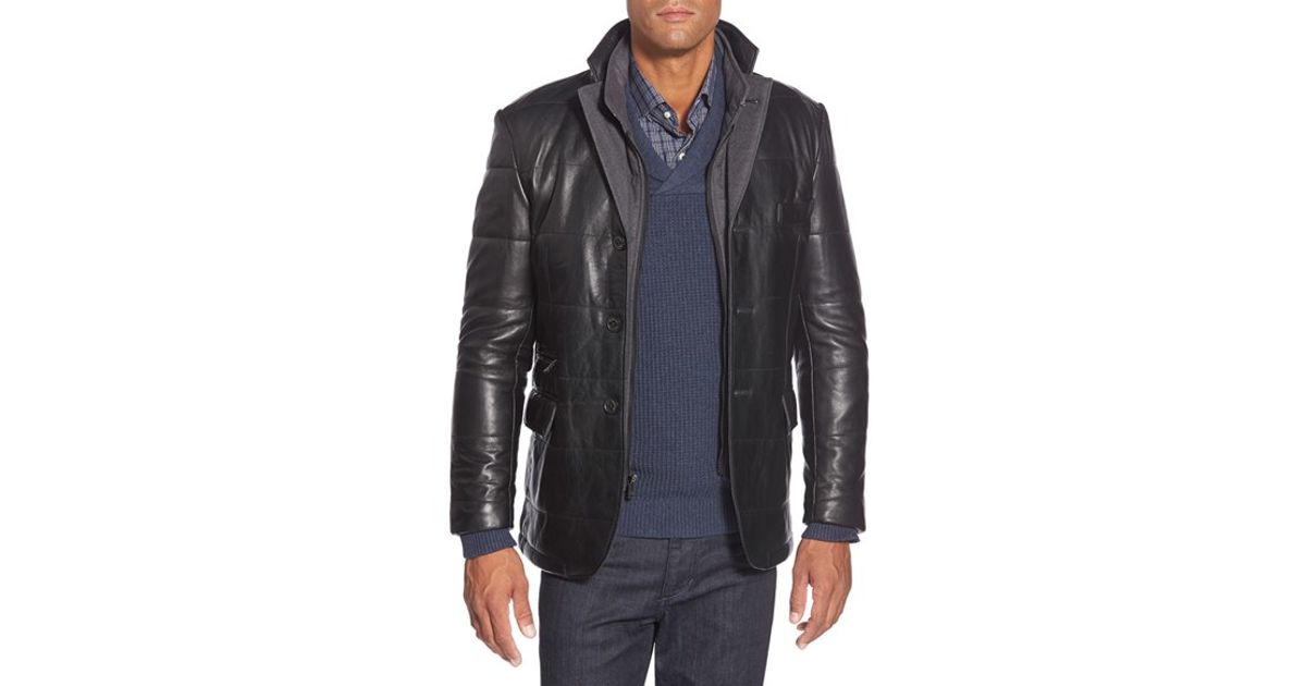 Bugatchi Leather Jacket In Black For Men Lyst