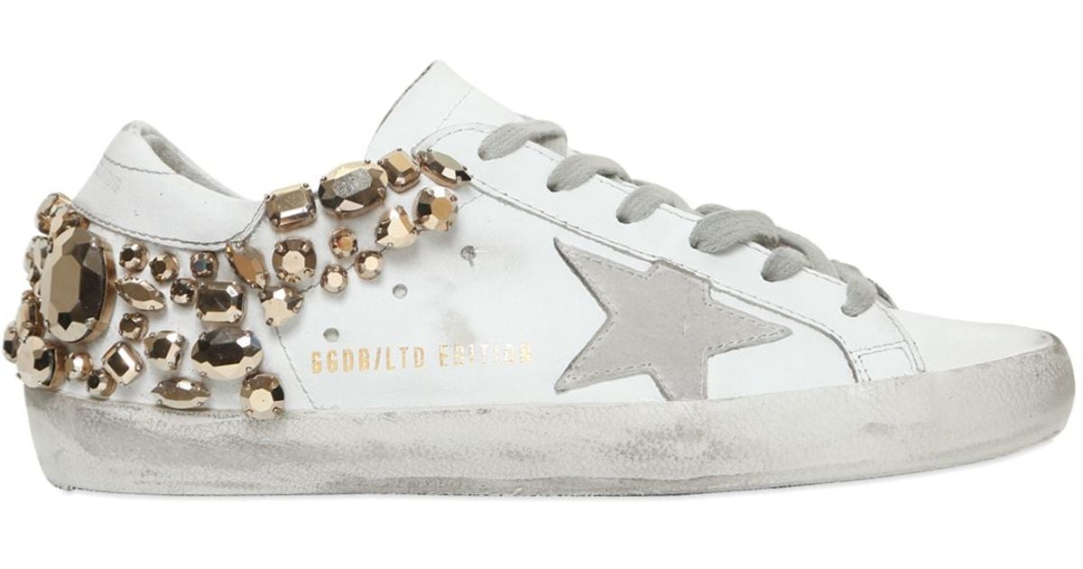 Lyst - Golden Goose Deluxe Brand Super Star Swarovski Leather Sneakers ...