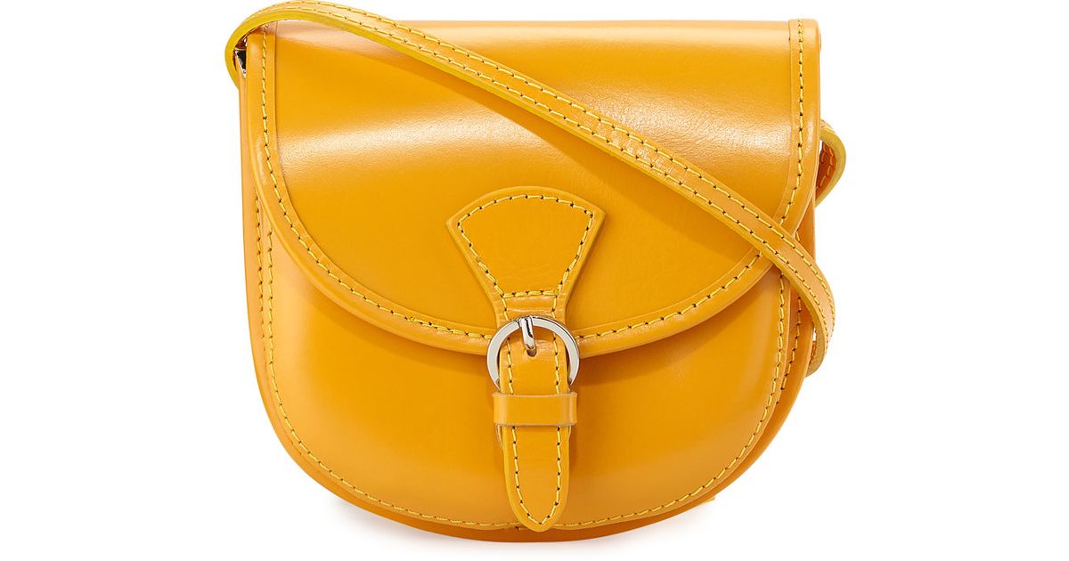 Neiman marcus Buckle Leather Saddle Bag in Yellow | Lyst  