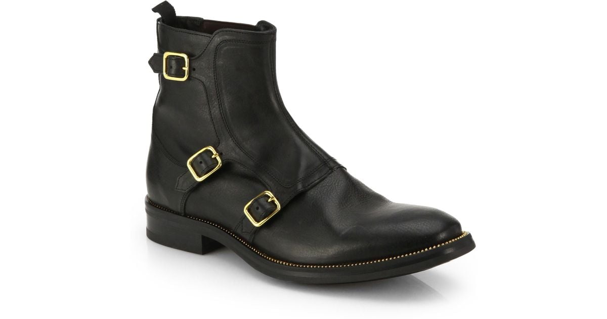 mens ankle boots with buckles mcqueen three buckle leather ankle boots in mens ankle boots with buckles mcqueen three buckle leather ankle boots in