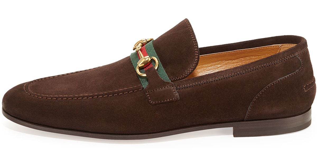 Gucci Suede Horsebit Loafer in Brown for Men | Lyst