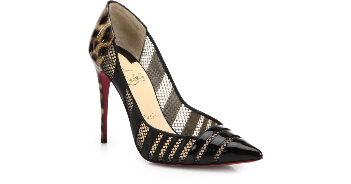 Christian louboutin Bandy Leopard Patent Leather \u0026amp; Mesh Pumps in ...