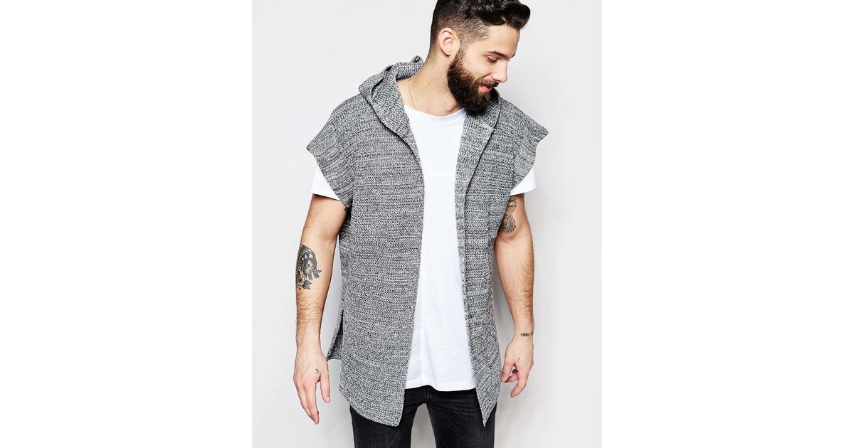 Asos Sleeveless Hooded Cardigan in Gray for Men (Greytwist) Save 47