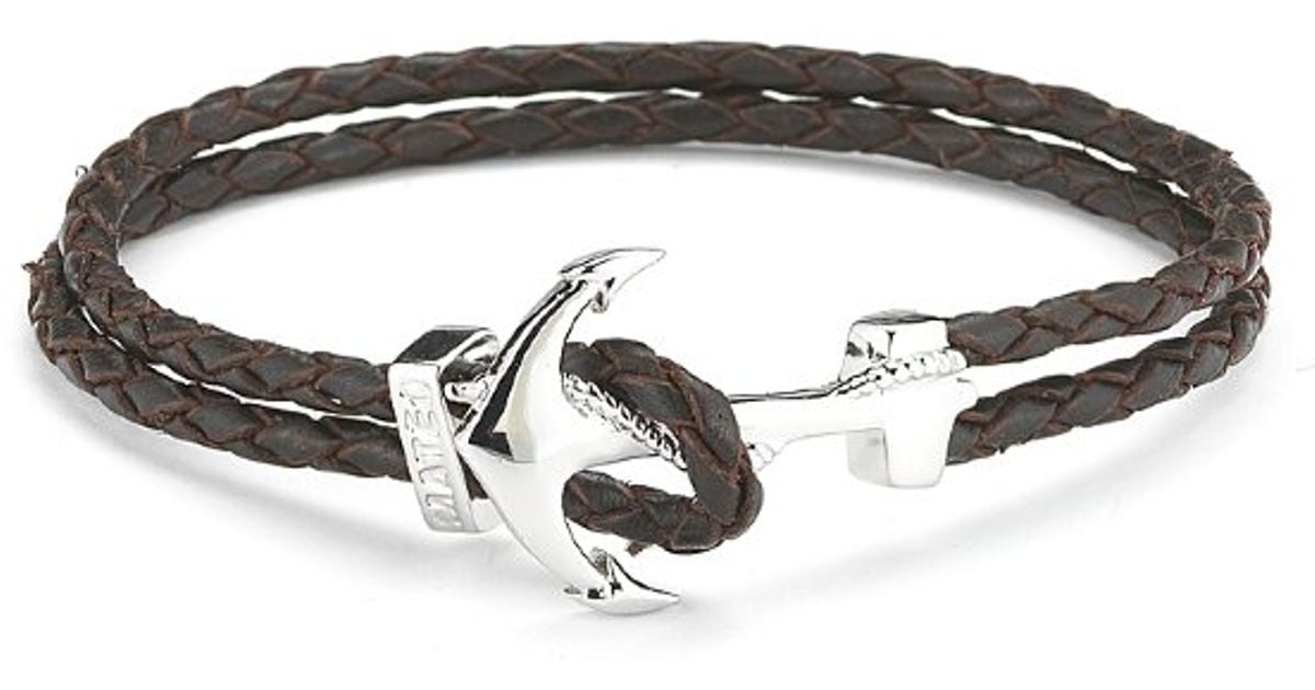 Lyst Mateo Bijoux Anchor Leather Bracelet White Rhodium Over Lyst Mateo Bijoux Anchor Leather Bracelet White Rhodium Over Br Dark Brown In Metallic